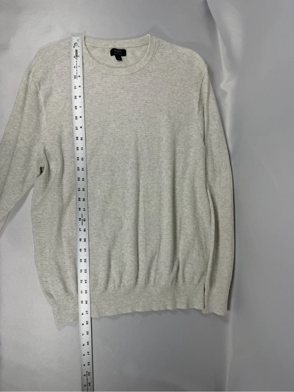 J.Crew Men’s Light Gray Cotton Crewneck Sweater | Size L